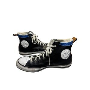 Converse All Star Leather High Top Sneakers Black Casual Shoes  M 6.5 W‎ 8.5